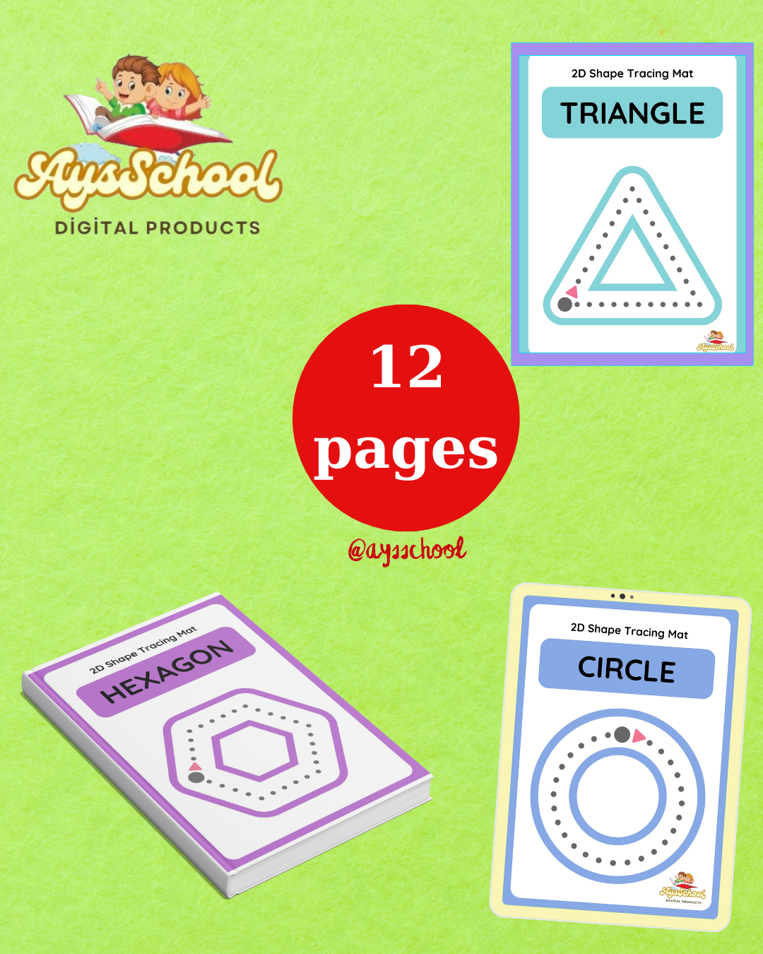 2D Shapes Tracing Math Worksheets!