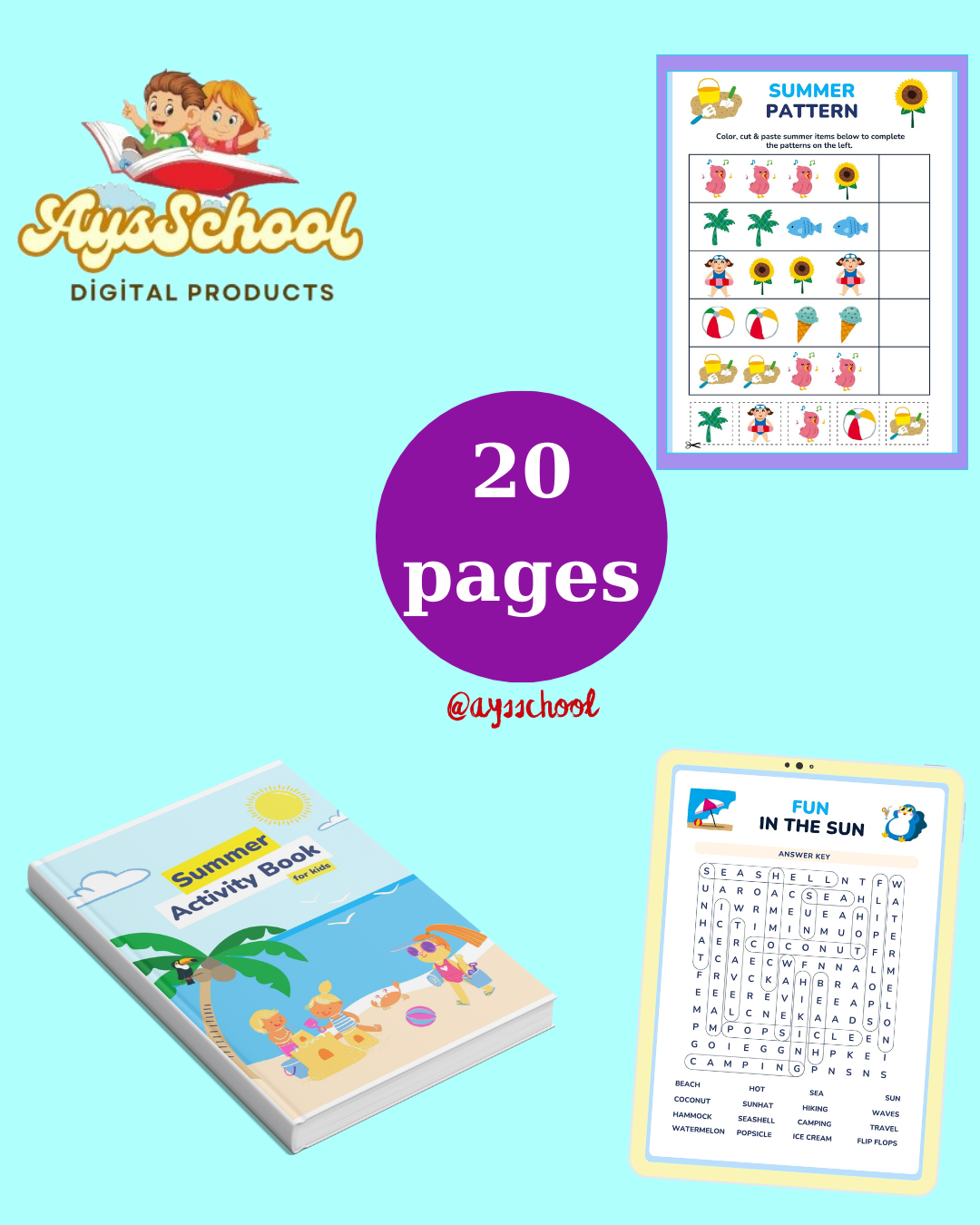 Summer Worksheet Activity Book for Kids