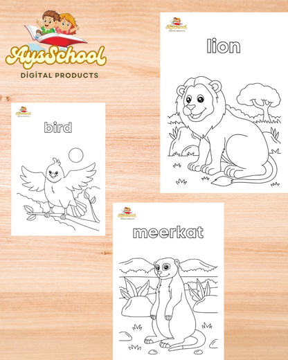 Downloadable Coloring Sheet # Let's color the animal habitat!