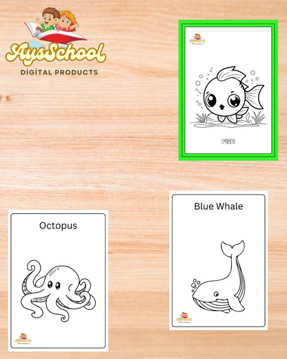 Downloadable Coloring Sheet  #Let's color the sea animals!