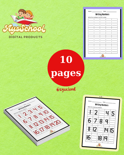 Writing Numbers Worksheet for Kids.