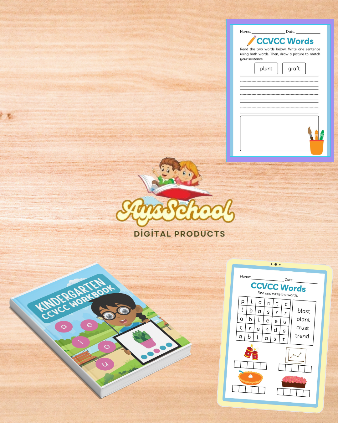 CCVCC Kindergarten Workbook for Kids!